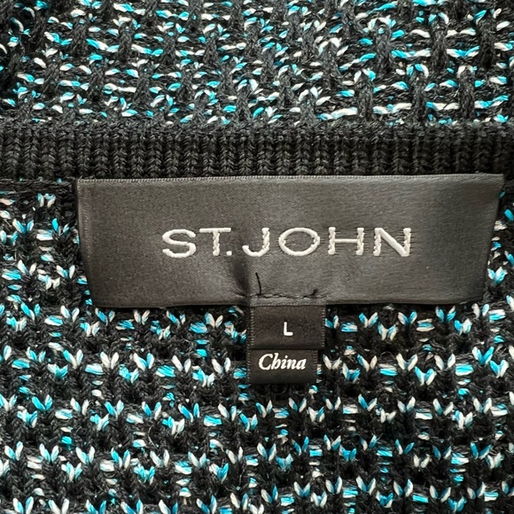 Asymmetrical Zip Sweater Teal Black Textured Long Sleeve Unique Modern Style LG - Picture 7 of 8